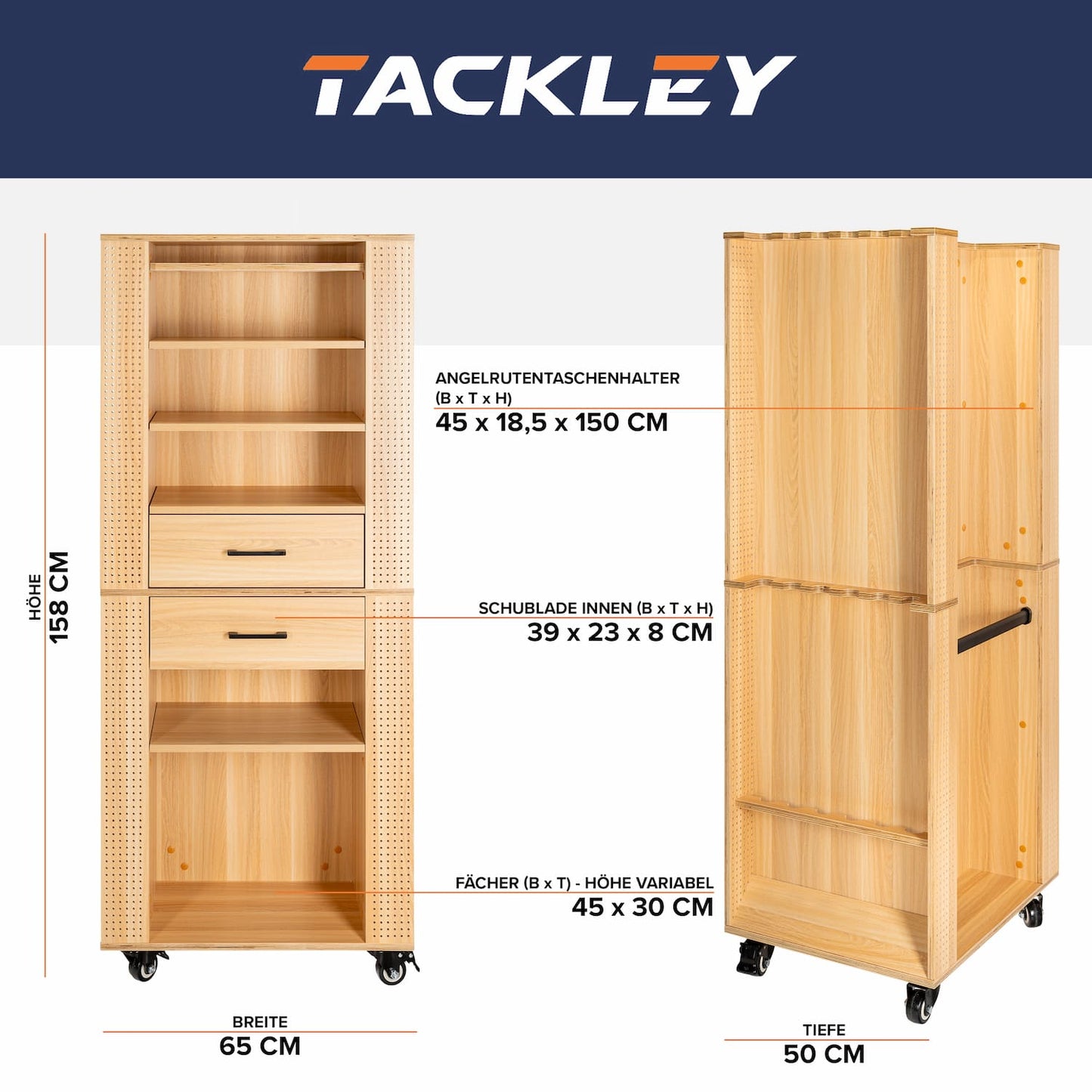 Angelschrank, 65x50x158cm, Farbe Buche