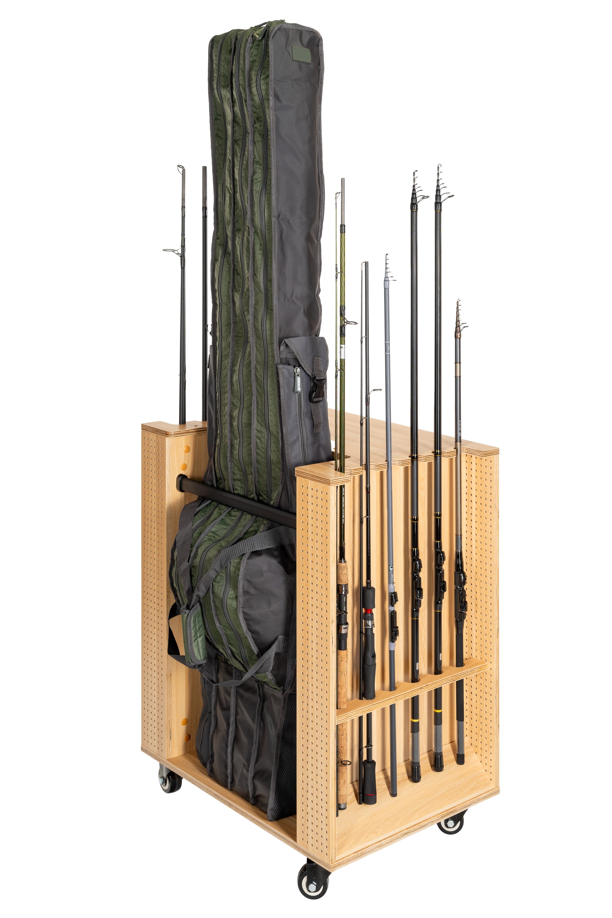 angelruten aufbewahren Angelschrank zur Aufbewahrung von Angelausrüstung 65x50x84,5 cm, Buche – Tackley