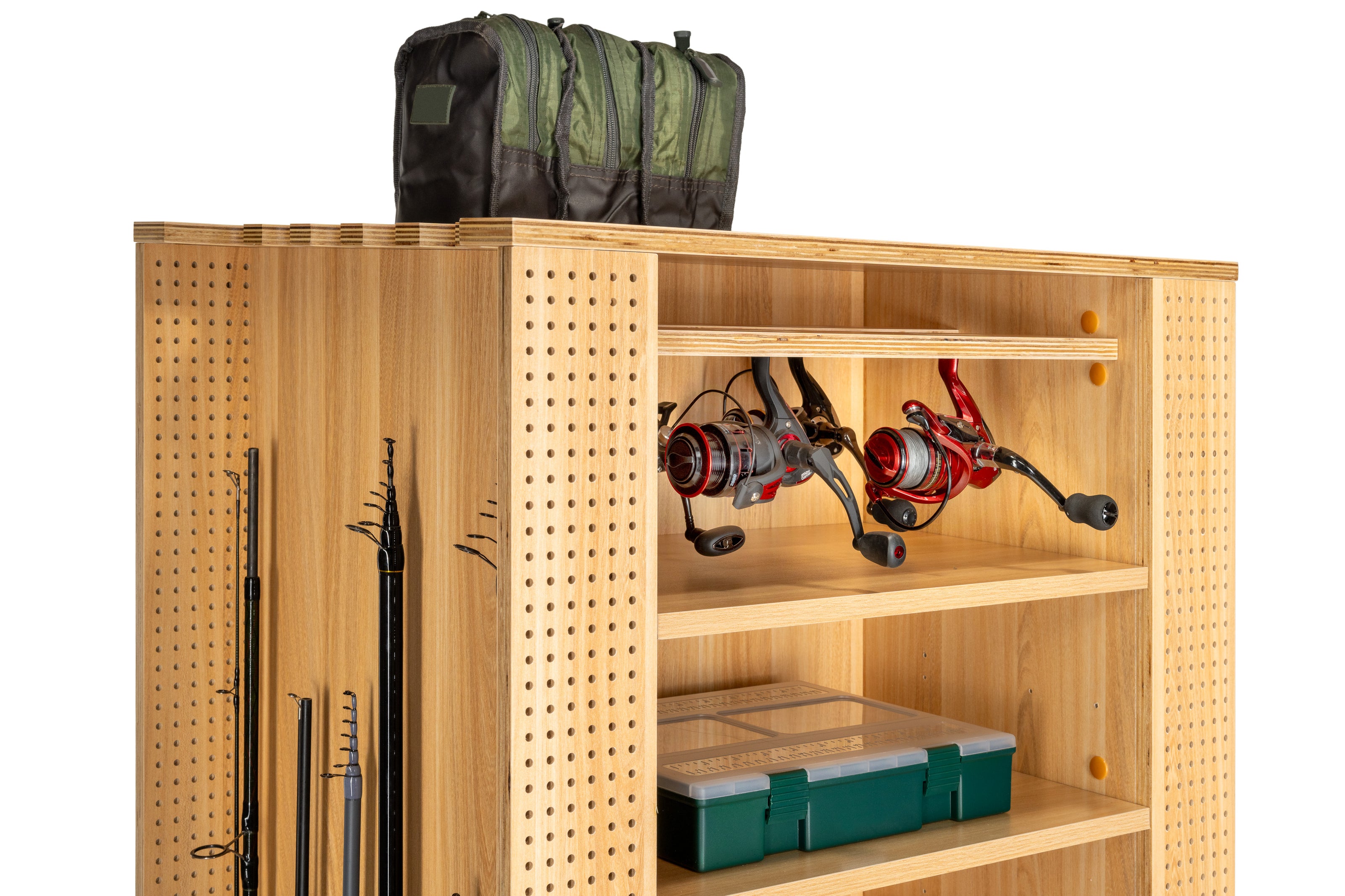 Angelschrank mit System, maximale Ordnung für dein Tackle, Kiefer