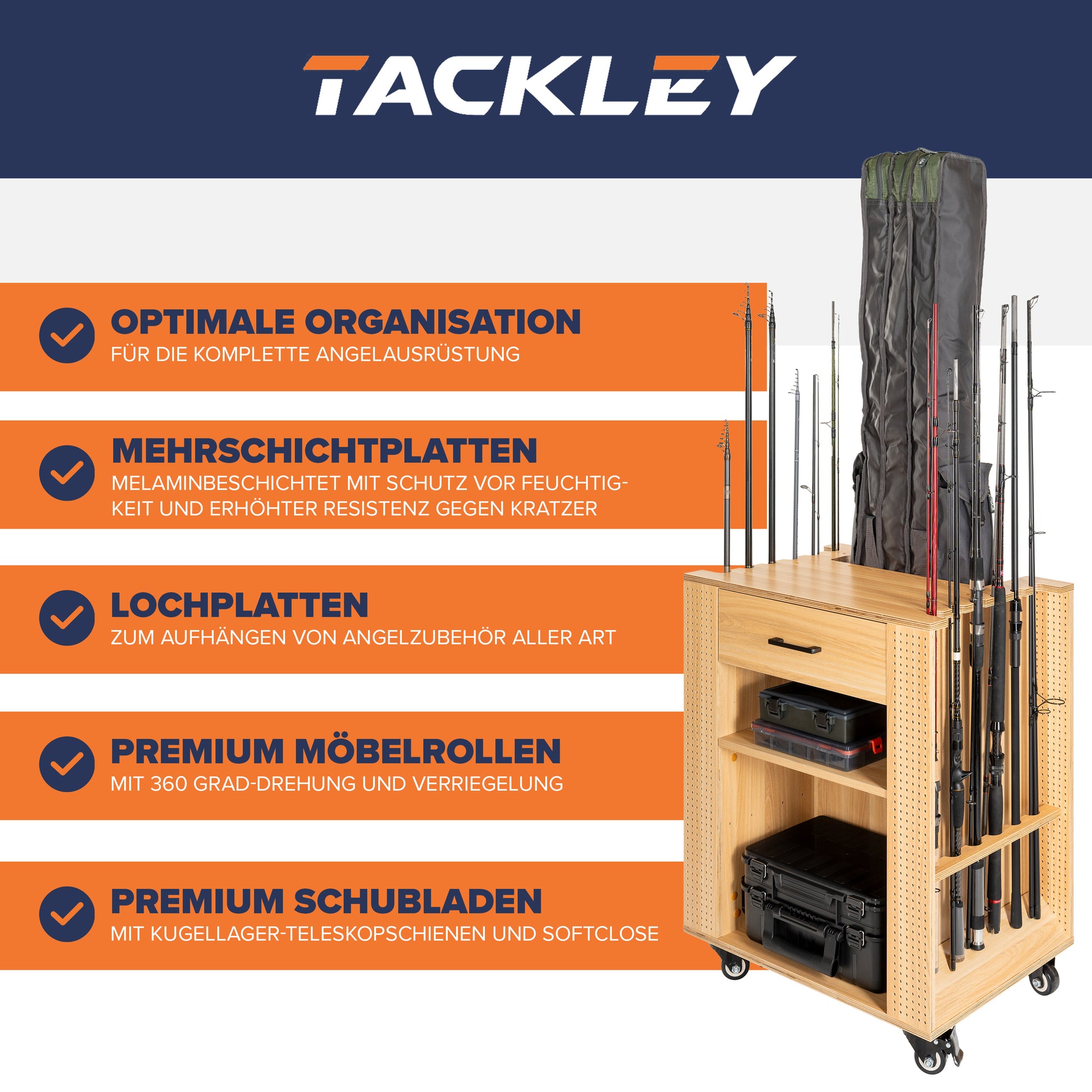 Angelschrank zur Aufbewahrung von Angelausrüstung 65x50x84,5 cm, Buche – Tackley