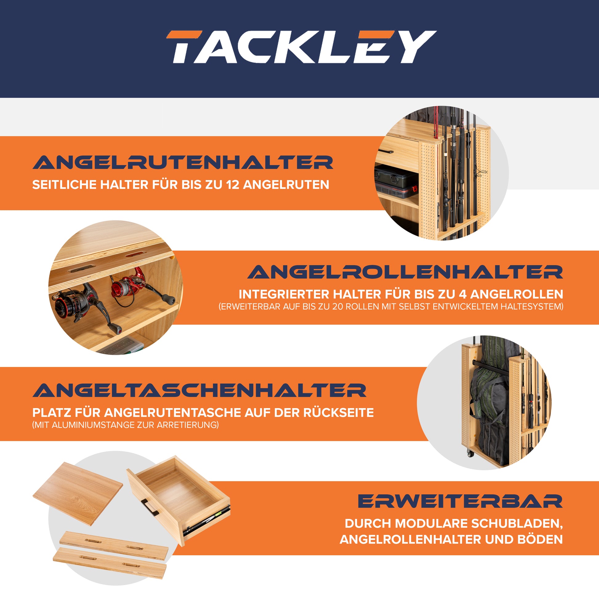 Angelschrank zur Aufbewahrung von Angelausrüstung 65x50x84,5 cm, Buche – Tackley
