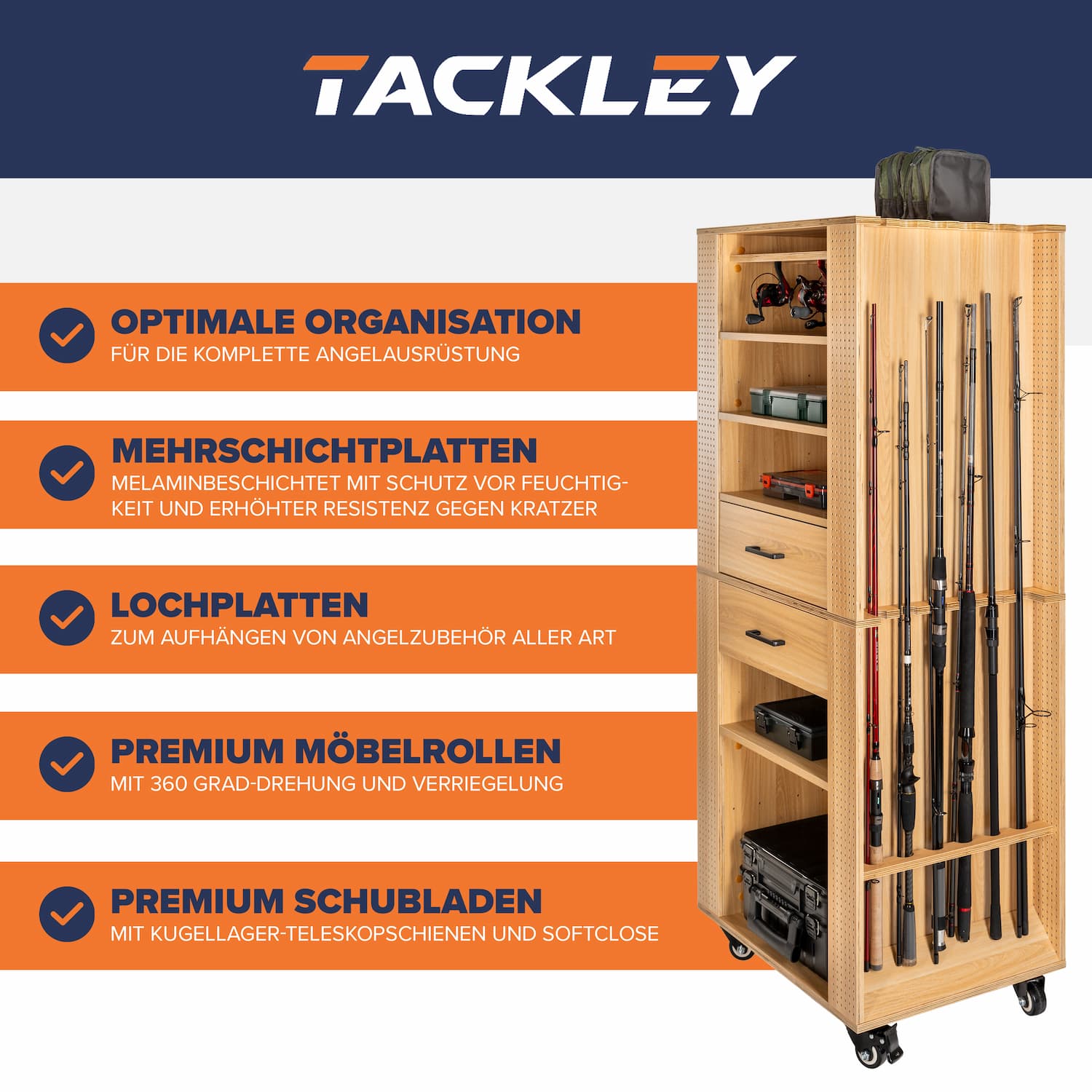 aufbewahrung angelzubehör Angelschrank mit System, maximale Ordnung für dein Tackle, Buche