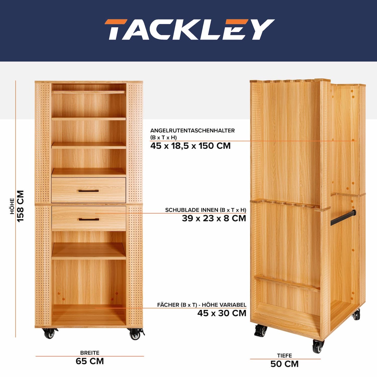 Angelschrank, 65x50x158 cm, Farbe Kiefer
